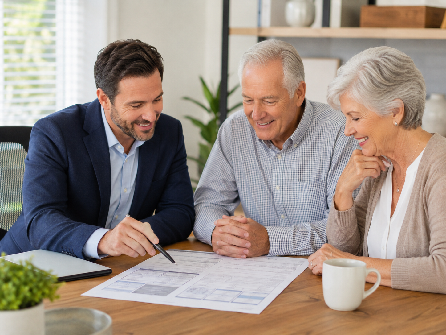 Insurance advisor reviewing needs with clients