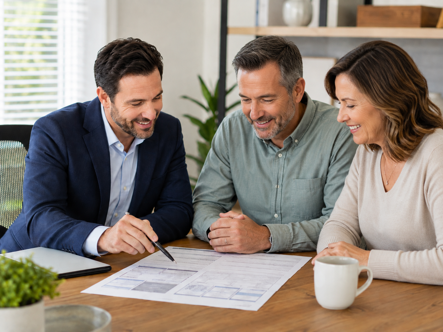 Couple reviewing insurance coverage with an advisor